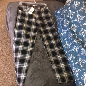Plaid straight leg pants